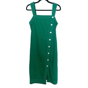 Anthropologie Green Button-Front Midi Dress